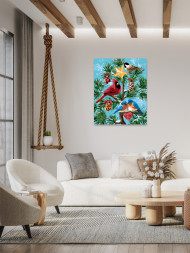 Raqamlar bo&#039;yicha rasm &quot;Qushlar Yangi Yilni nishonlamoqda&quot;