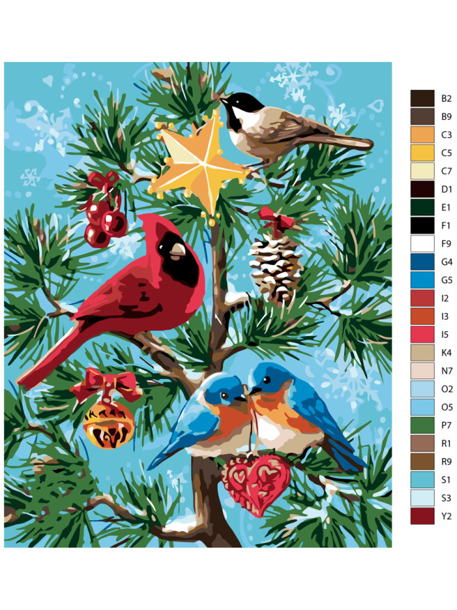 Raqamlar bo&amp;#039;yicha rasm &amp;quot;Qushlar Yangi Yilni nishonlamoqda&amp;quot;