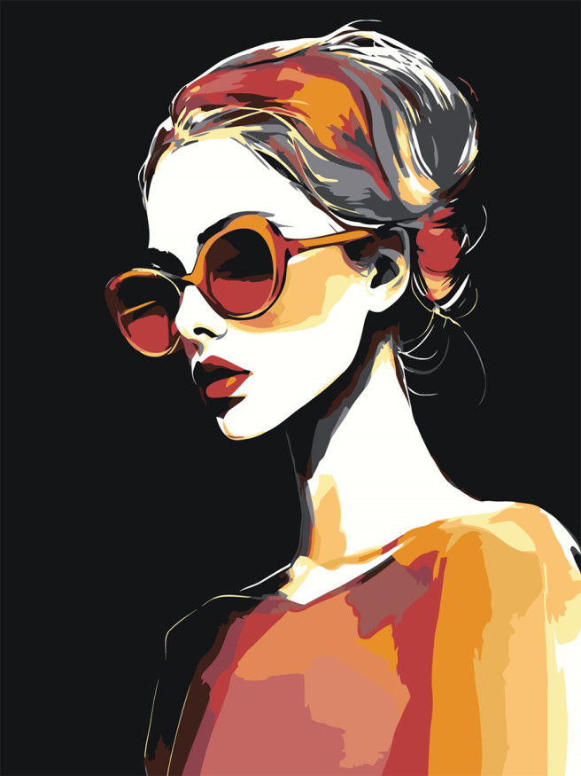 Картина по номерам &amp;quot;Девушка в очках&amp;quot;