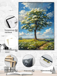 Holstga bosilgan poster &quot;Yo‘l bo‘yidagi gullagan daraxt&quot;