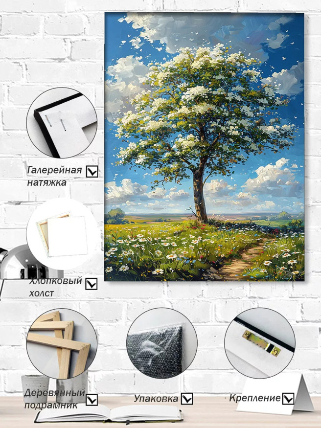 Holstga bosilgan poster &amp;quot;Yo‘l bo‘yidagi gullagan daraxt&amp;quot;