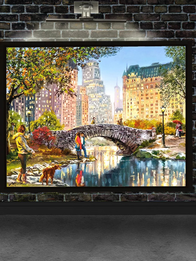 Постер на холсте &amp;quot;Мост в осеннем городском парке&amp;quot;