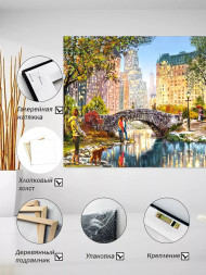 Holstga bosilgan poster "Kuzgi shahar bogʻidagi koʻprik"