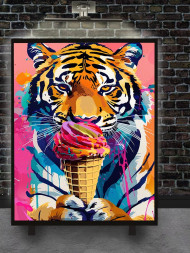 Holstga bosilgan poster &quot;Kamalakli muzqaymoq bilan yo‘lbars&quot;