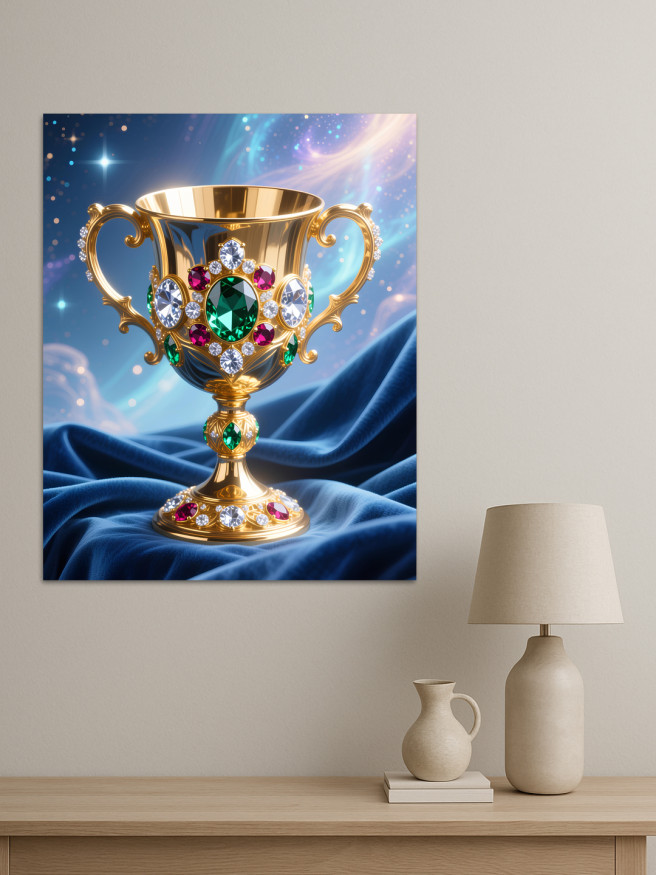 Holstga bosilgan poster &amp;quot;Qimmatbaho toshli oltin kubok&amp;quot;