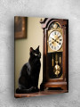 Постер на холсте &amp;quot;Кот и старинные часы&amp;quot;