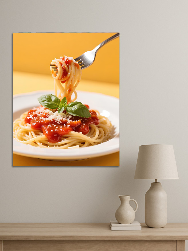 Holstga bosilgan poster &amp;quot;Pomidor sousli spagetti&amp;quot;