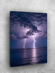 Постер на холсте &amp;quot;Ночная молния над океаном&amp;quot;