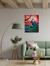 Raqamlar bo&#039;yicha rasm &quot;Daraxt oldidagi tovus&quot;