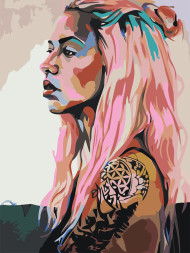 Raqamlar bo&#039;yicha rasm &quot;Tatuirovkali qiz&quot;