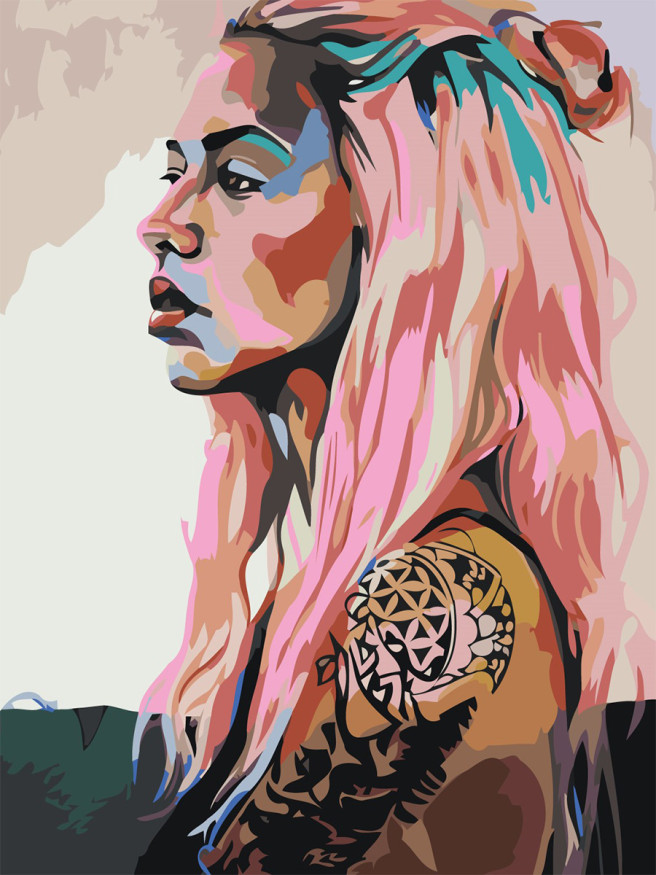 Картина по номерам &amp;quot;Девушка с татуировкой&amp;quot;