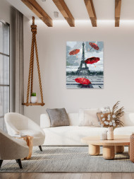 Картина по номерам &amp;quot;Летающие красные зонты&amp;quot;