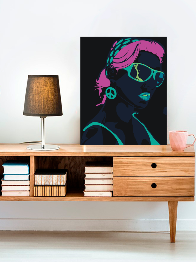 Fluorescent raqamlar bo&amp;#039;yicha rasm &amp;quot;Neon qiz&amp;quot;