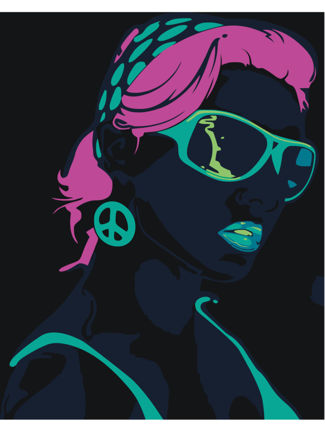 Fluorescent raqamlar bo&amp;#039;yicha rasm &amp;quot;Neon qiz&amp;quot;