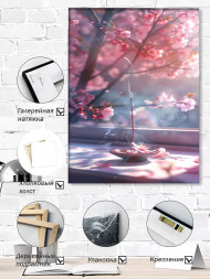 Holstga bosilgan poster "Sakura gullari va atir tutuni"