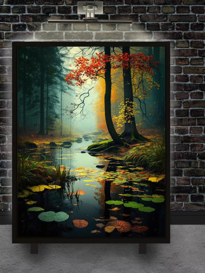 Постер на холсте &amp;quot;Тихий пруд в осеннем лесу&amp;quot;