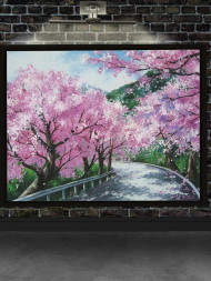 Holstga bosilgan poster "Gullayotgan sakura xiyoboni"