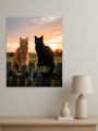 Постер на холсте &amp;quot;Коты на заборе на закате&amp;quot;