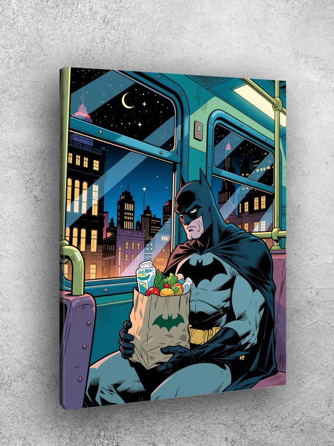 Постер на холсте &amp;quot;Бэтмен с пакетами в метро&amp;quot;