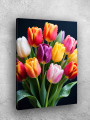 Постер на холсте &amp;quot;Разноцветные тюльпаны с каплями росы&amp;quot;