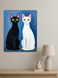 Holstga bosilgan poster "Qora va oq mushuklar"