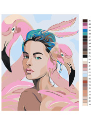 Raqamlar bo'yicha rasm "Qiz va flamingo"