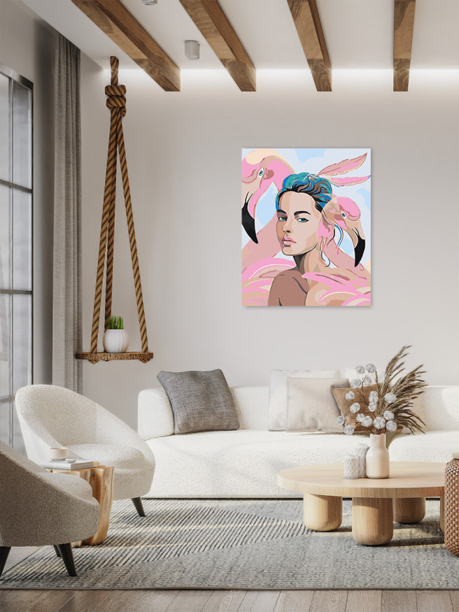 Raqamlar bo&amp;#039;yicha rasm &amp;quot;Qiz va flamingo&amp;quot;