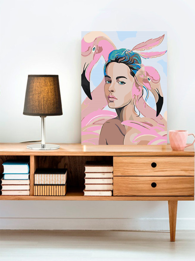 Raqamlar bo&amp;#039;yicha rasm &amp;quot;Qiz va flamingo&amp;quot;