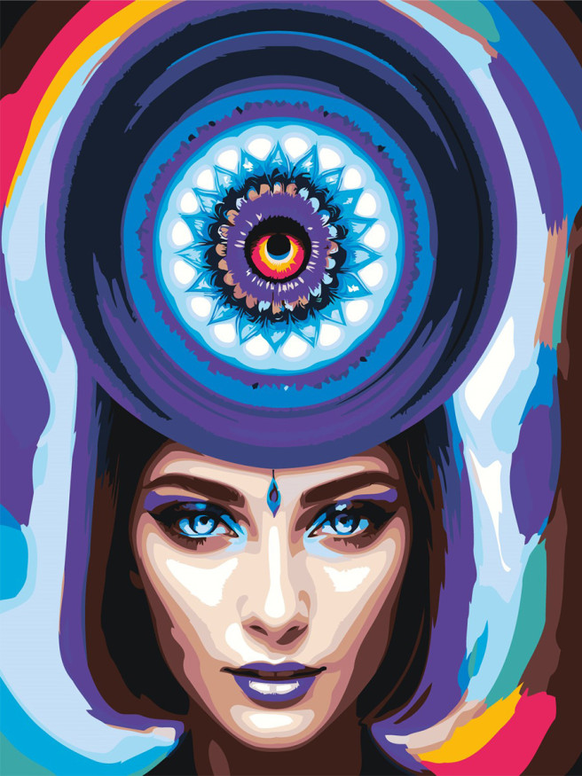 Флуоресцентная картина по номерам &amp;quot;Девушка оракул&amp;quot;