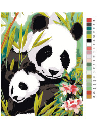 Raqamlar bo'yicha rasm "Panda va uning bolasi"