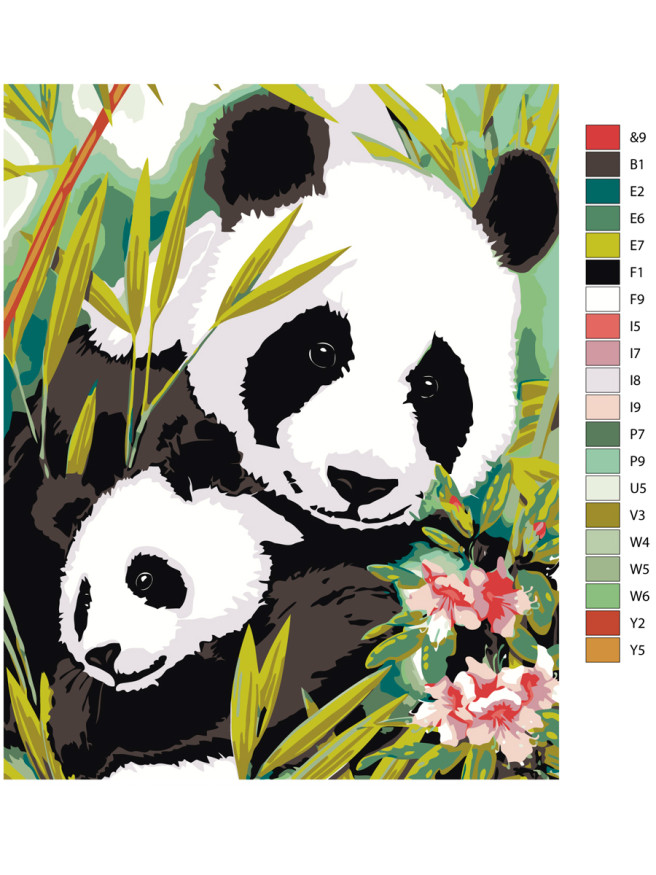 Raqamlar bo&amp;#039;yicha rasm &amp;quot;Panda va uning bolasi&amp;quot;