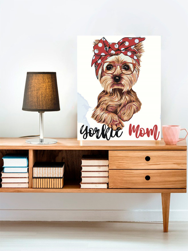 Картина по номерам &amp;quot;Собачка с бантом и в очках&amp;quot;