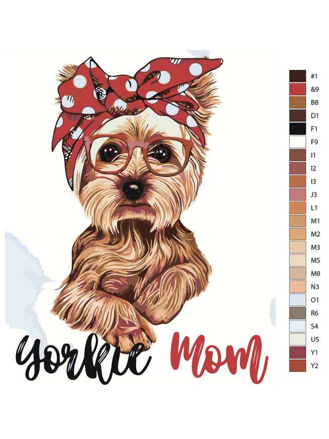 Картина по номерам &amp;quot;Собачка с бантом и в очках&amp;quot;