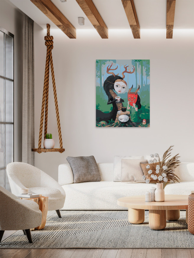 Raqamlar bo&amp;#039;yicha rasm &amp;quot;O&amp;#039;rmon maxluqi bilan choy ichish&amp;quot;