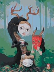 Raqamlar bo&#039;yicha rasm &quot;O&#039;rmon maxluqi bilan choy ichish&quot;