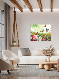 Raqamlar bo'yicha rasm "Kapalaklar va gullar"