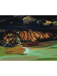 Raqamlar bo&#039;yicha rasm &quot; Yo&#039;lbars suvda&quot;