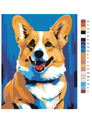 Raqamlar bo'yicha rasm "Quvnoq it"