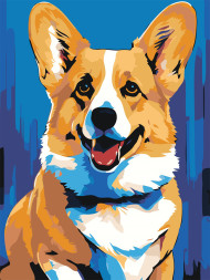 Raqamlar bo'yicha rasm "Quvnoq it"