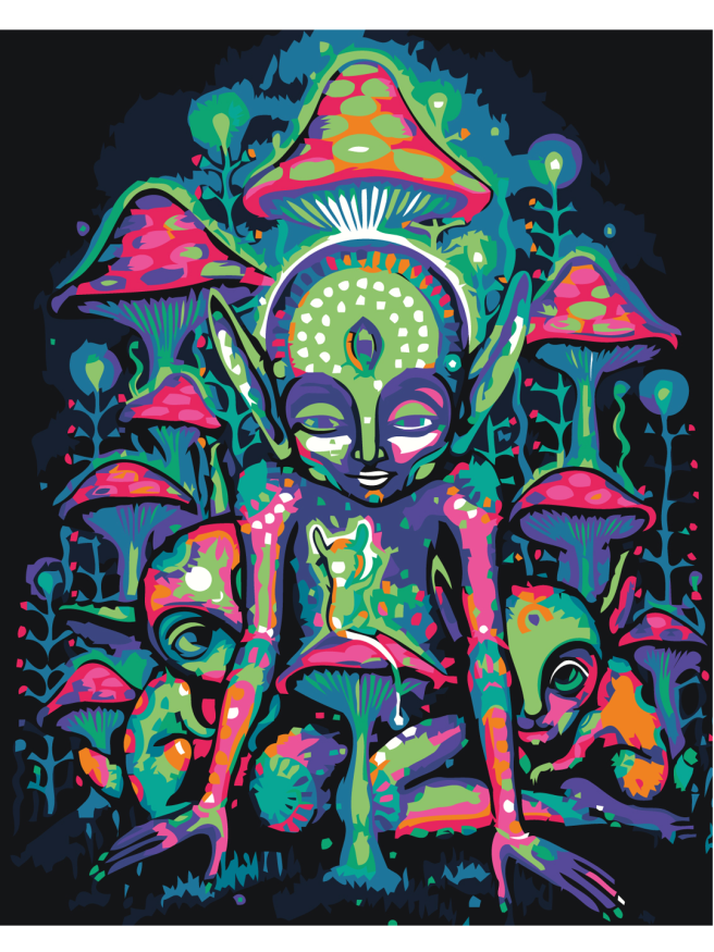 Fluorescent raqamlar bo&amp;#039;yicha rasm &amp;quot;Qo&amp;#039;ziqorinlar orasida mavjudotlar&amp;quot;