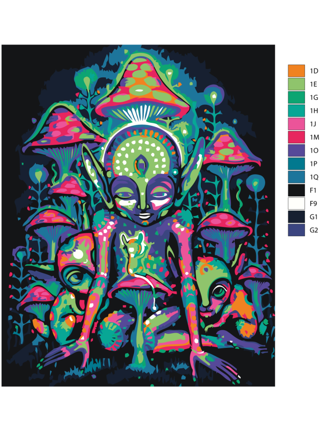 Fluorescent raqamlar bo&amp;#039;yicha rasm &amp;quot;Qo&amp;#039;ziqorinlar orasida mavjudotlar&amp;quot;