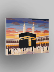 Raqamlar bo'yicha rasm "Quyosh botayotgan paytdagi Ka'ba"