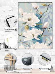 Holstga bosilgan poster "Gul ochgan magnoliyalar"