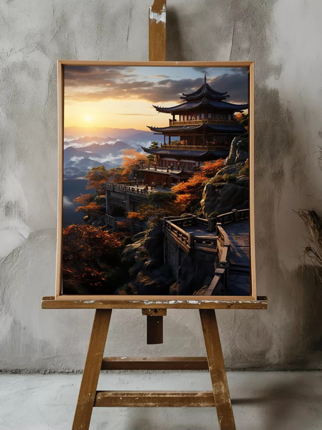 Постер на холсте &amp;quot;Храм на склоне горы&amp;quot;