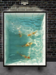 Holstga bosilgan poster "Basseyndagi koi baliqlari"