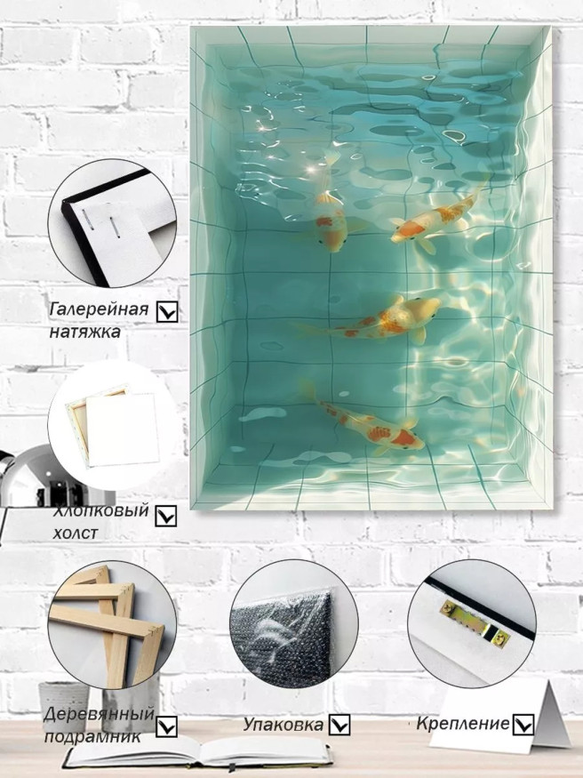 Holstga bosilgan poster &amp;quot;Basseyndagi koi baliqlari&amp;quot;