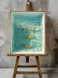 Holstga bosilgan poster "Basseyndagi koi baliqlari"