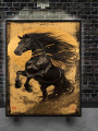 Постер на холсте &amp;quot;Золотой вихрь и чёрный скакун&amp;quot;