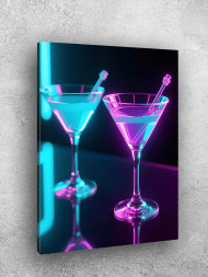 Постер на холсте &amp;quot;Неоновые коктейли в бокалах&amp;quot;