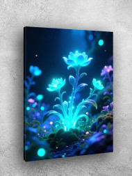 Holstga bosilgan poster &quot;Tungi o‘rmondagi yorituvchi gullar&quot;